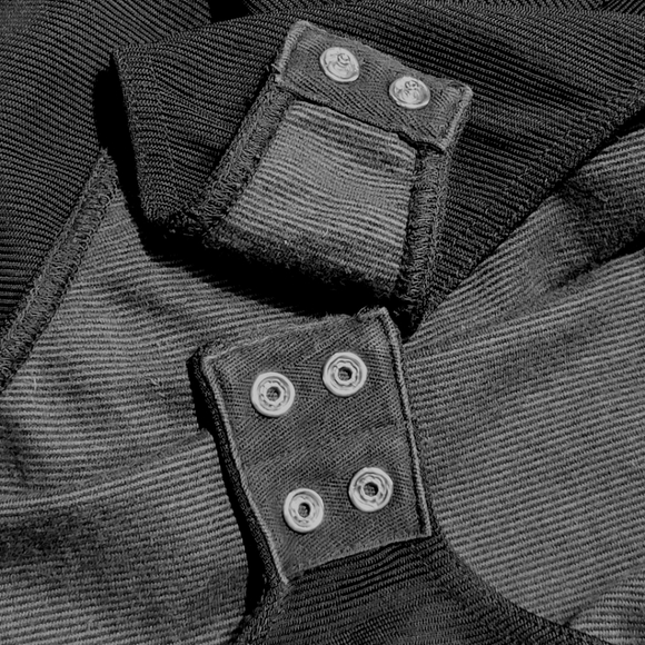 ANN TAYLOR ♡ Sweet Vintage Black Ribbed Adjustable Snaps Long Sleeve Bodysuit M - Picture 16 of 17